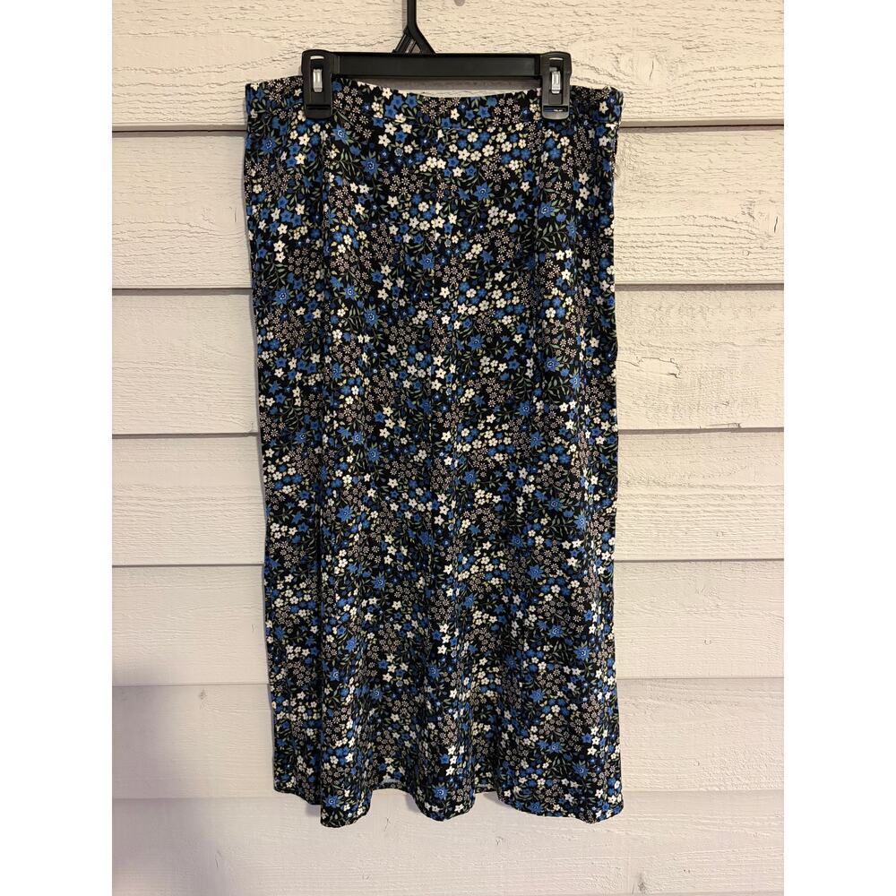 Christopher & Banks Blue Floral Midi Skirt Size 10 Women Cottagecore Boho - Picture 5 of 5